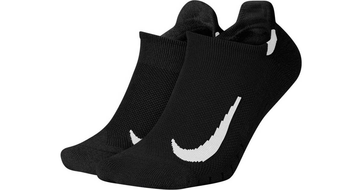 Nike Multiplier No-Show Running Socks 2-pack Men - Black/White • Pris »