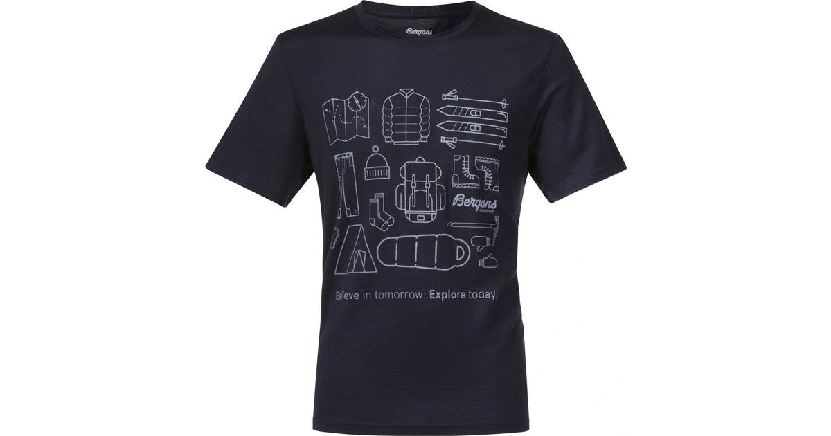 Bergans Graphic Wool T-shirt - Dark Navy/White • Pris »
