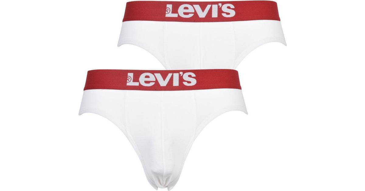 Levi's Solid Basic Briefs 2-pack - White/Red • Pris »