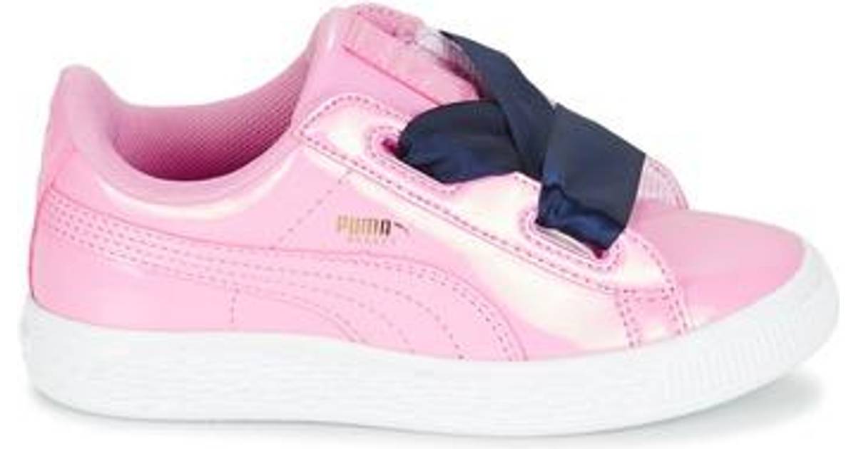 Puma Girl's Basket Heart Patent Trainers - Prism Pink/Navy Blue • Pris »