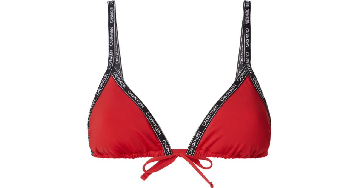 Calvin Klein Logo Tape Triangle Bikini Top - Rustic Red • Pris »