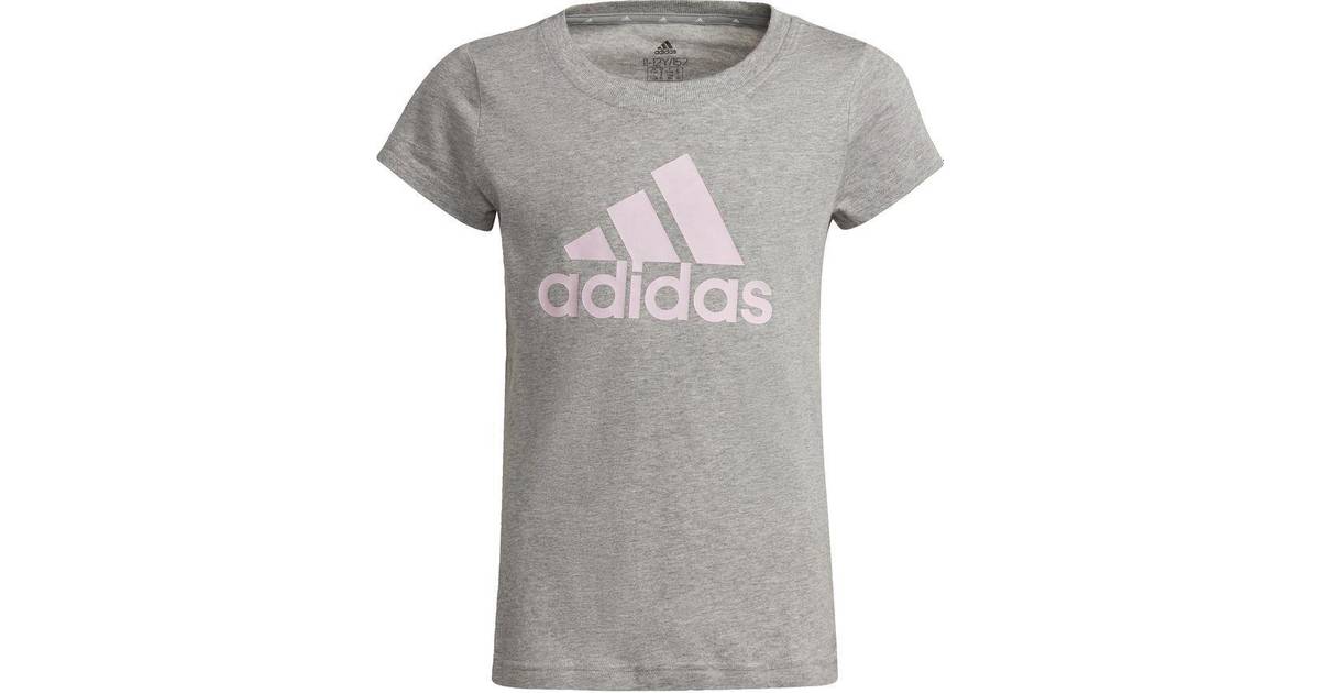 Adidas Girl's Essentials T-shirt - Medium Grey Heather/Clear Pink (GS4293)
