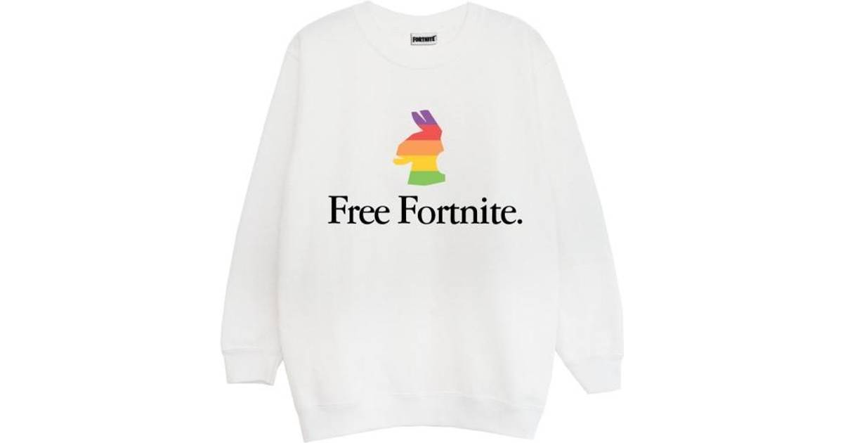 Fortnite Girl's Llama Rainbow Sweatshirt - White • Pris »