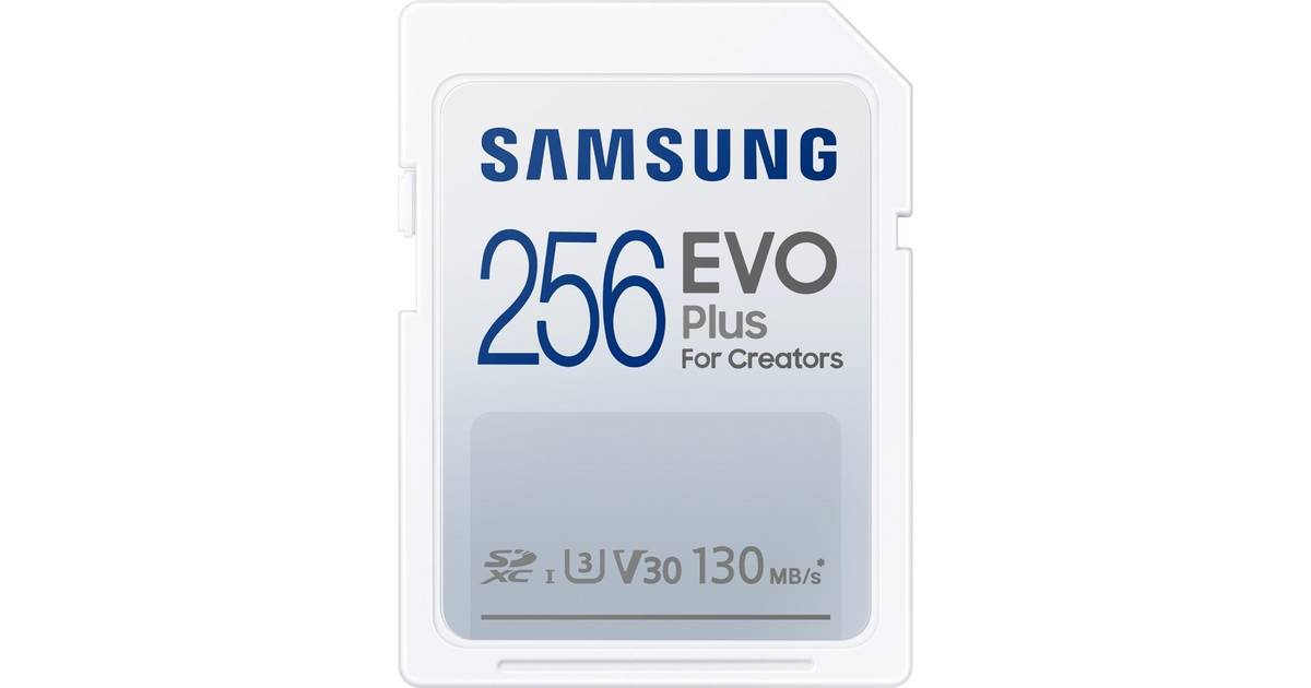 Samsung Evo Plus 2021 SDXC Class 10 UHS-I U3 V30 130MB/S 256GB • Pris »