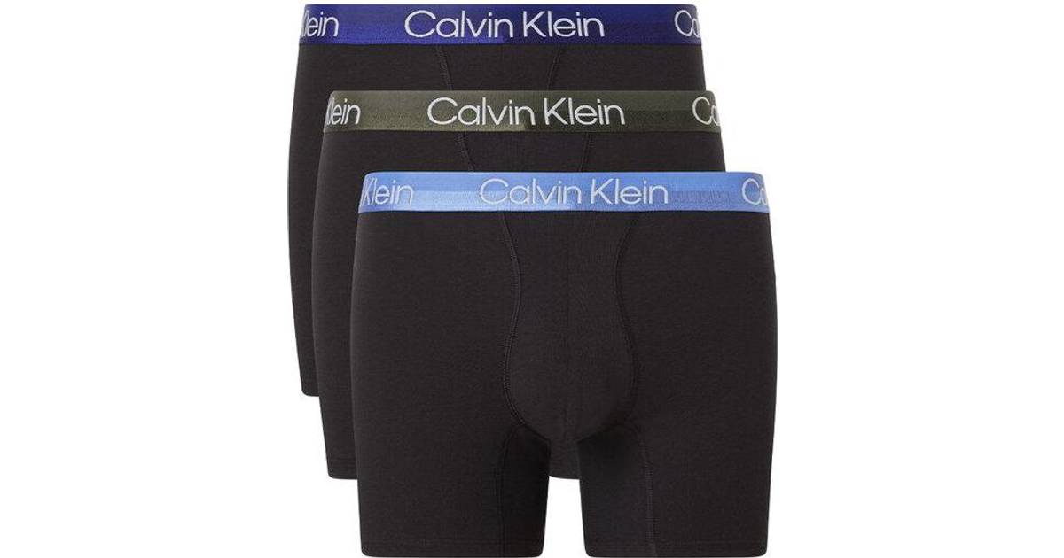 Som regel utålmodig kande Calvin Klein Modern Structure Cotton Boxer Brief 3-pack - Black With Active  Blue/Fatigues/Bayou Blue • Pris »