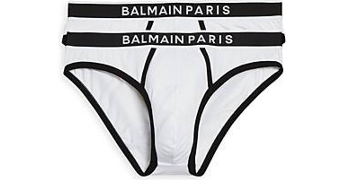 Balmain Cotton Blend Contrast Trim Briefs 2-pack - White/Black • Pris »