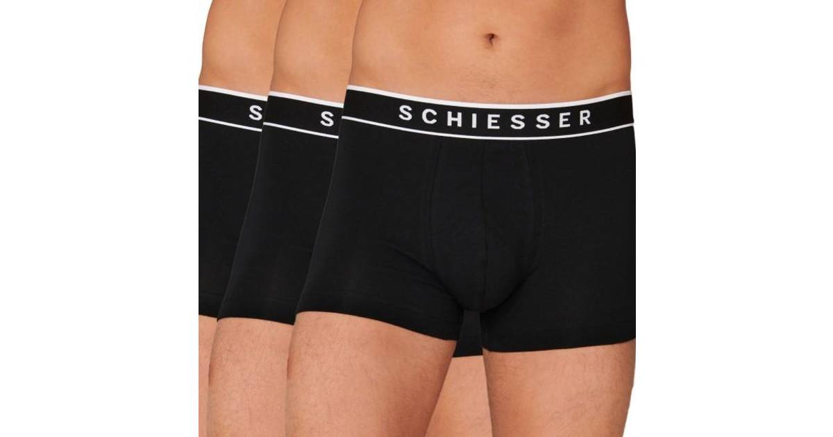 Schiesser Organic Cotton Woven Elastic Wistband Boxer Briefs 3-pack - Black  • Pris »