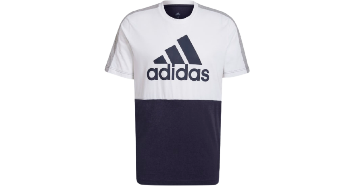 Adidas Essentials Colorblock Single Jersey T-shirt - White/Legend Ink •  Pris »