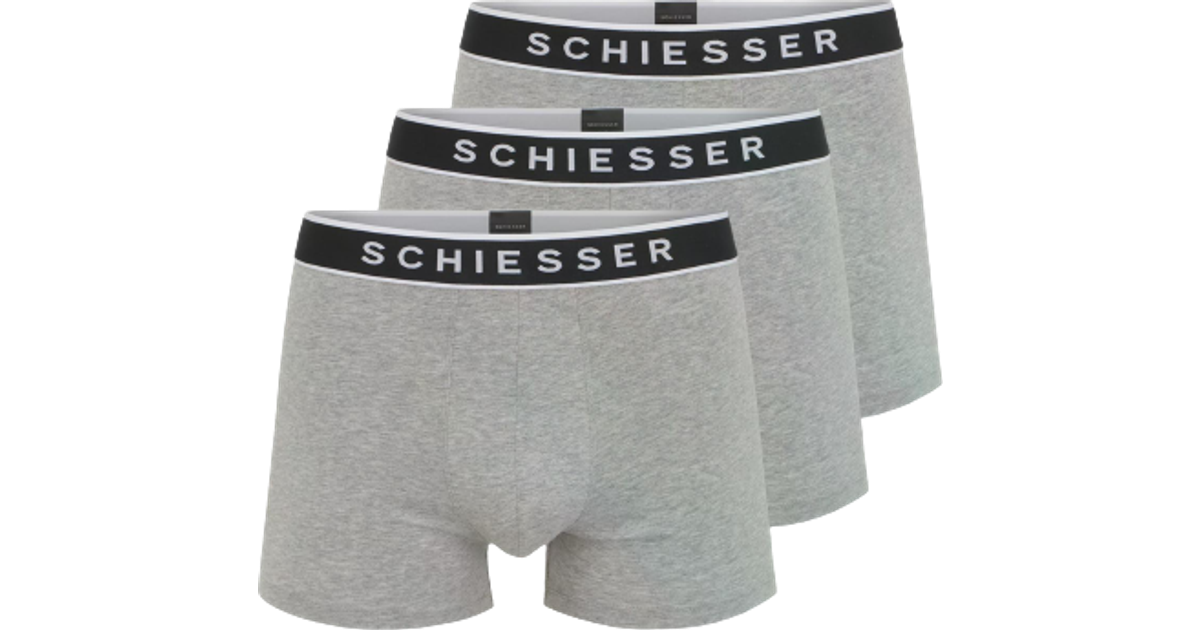 Schiesser 95/5 Organic Cotton Woven Elastic Wistband Boxer Briefs 3-pack -  Heather Grey • Pris »