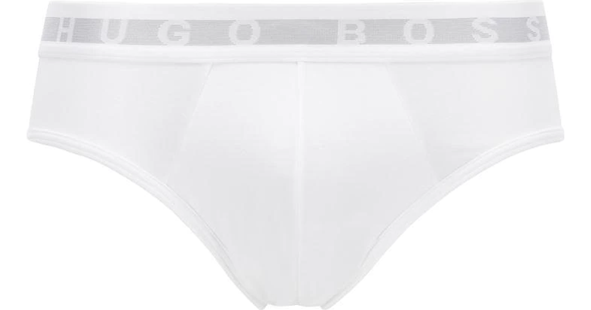 Hugo Boss Cotton-Blend Logo Moisture-Wicking Coolmax Briefs - White • Pris »