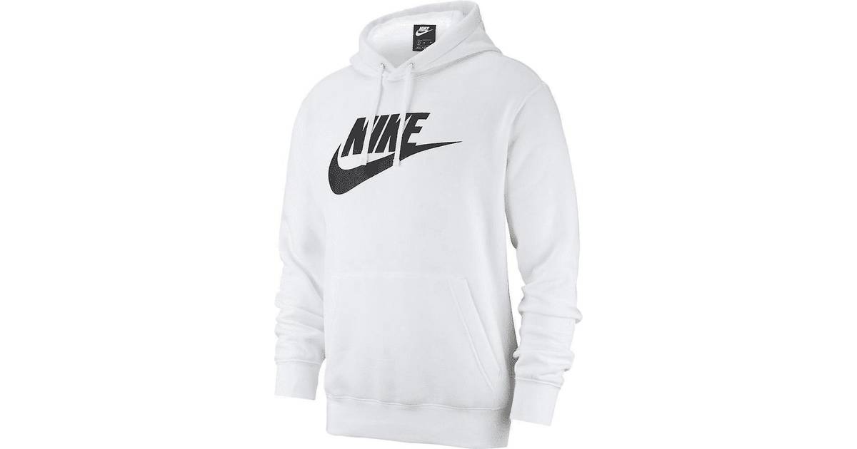 Nike Sportswear Club Fleece Graphic Pullover Hoodie - White/White/Black •  Pris »