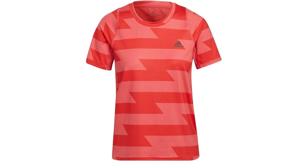 Adidas Fast Allover Print T-shirt Women - Semi Turbo/Bright Red • Pris »
