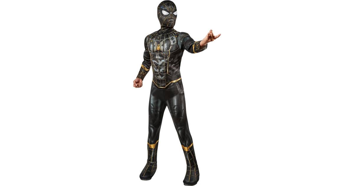 Rubies Marvel Spiderman No Way Home Black and Gold Deluxe Kostume • Pris »