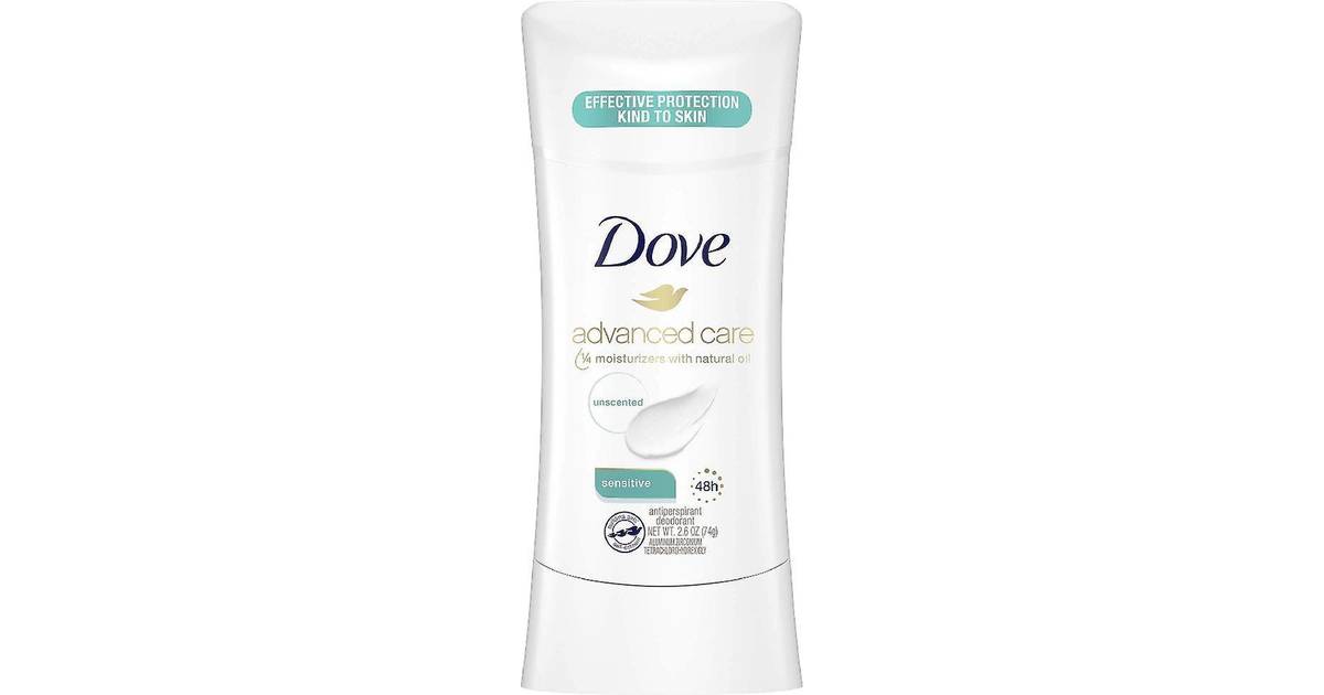 Dove Advanced Care Antiperspirant Unscented Sensitive Deo Stick 74g • Pris »
