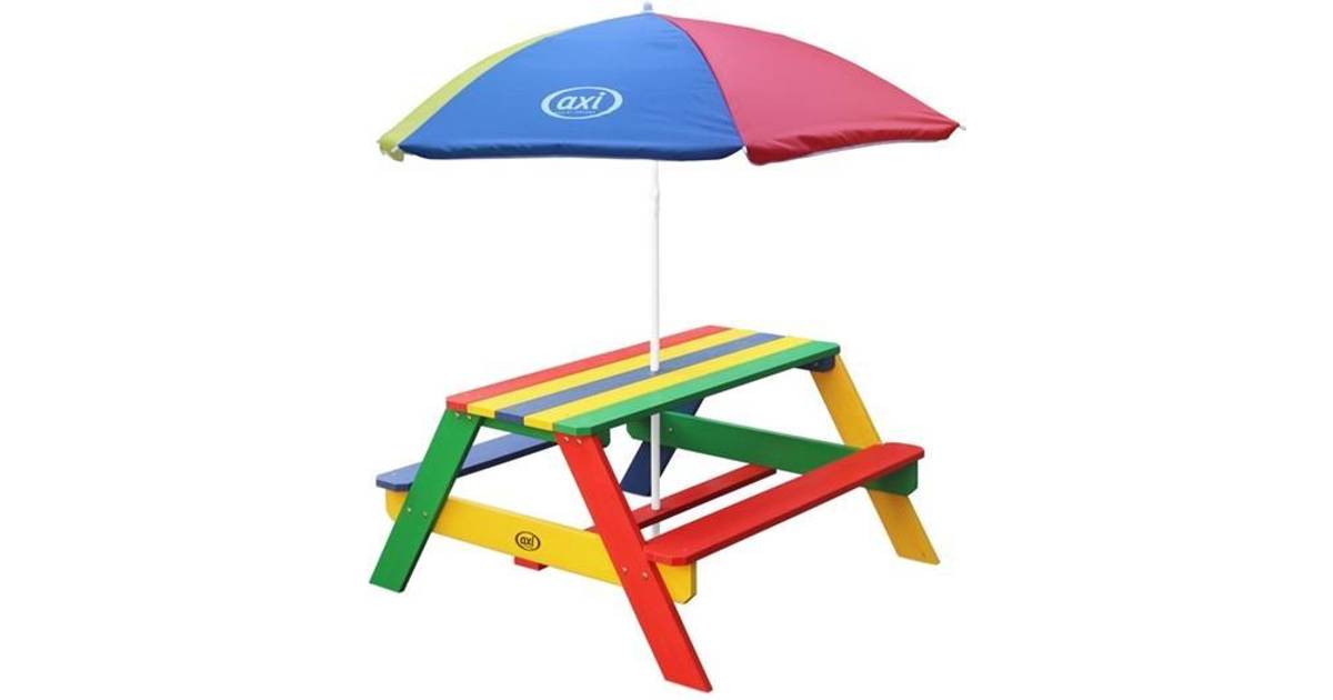 Axi Nick Picnicbord med Parasol Blå/Rød/Grøn/Gul • Pris »