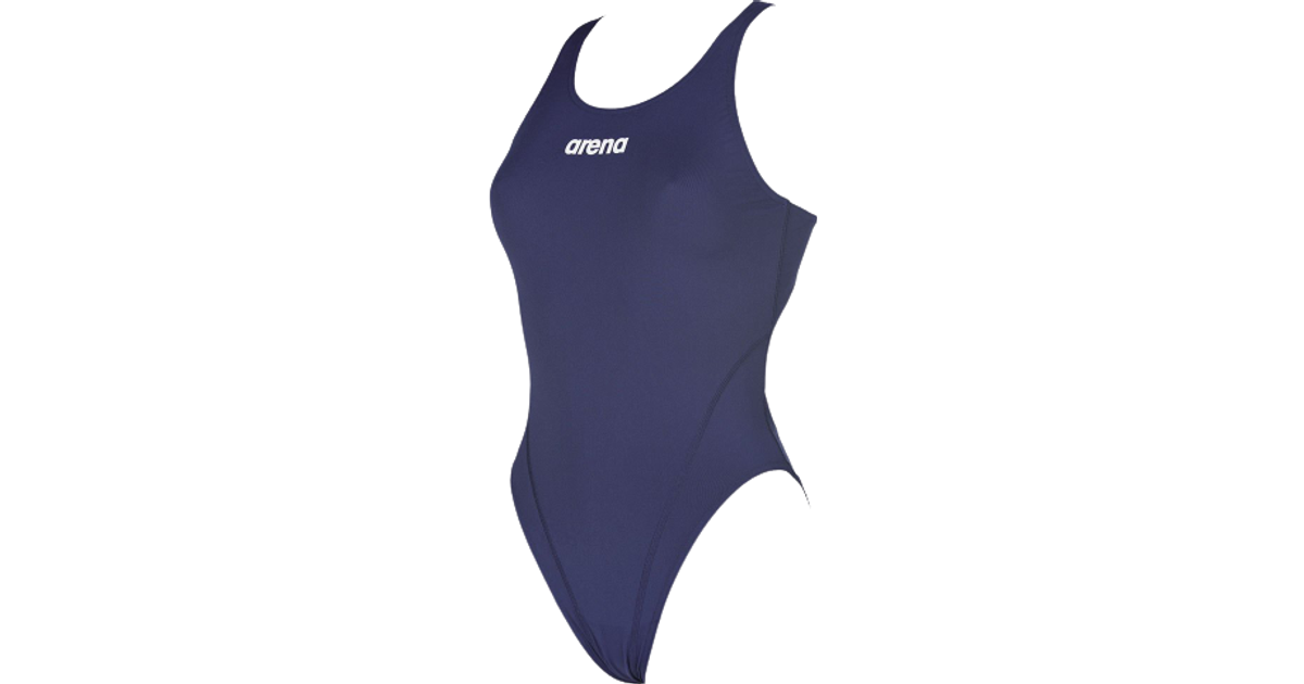 Arena Women's Solid Swim Tech High Swimsuit - Navy/White • Pris »