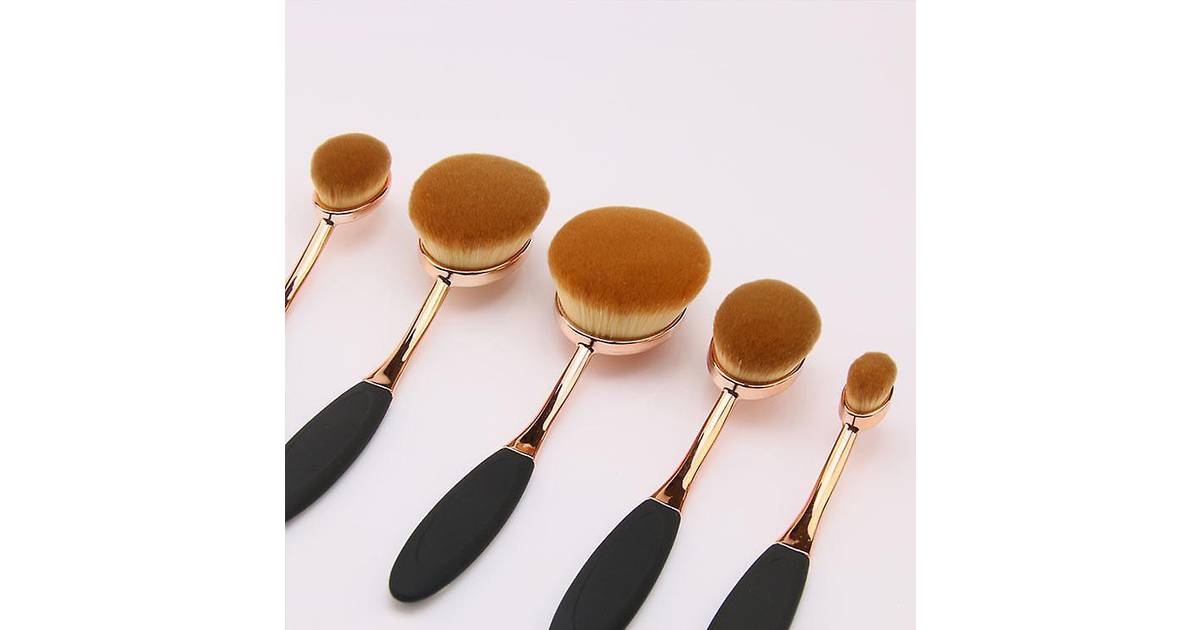 Oval makeup brushes 10 pcs. black gold • Se priser »