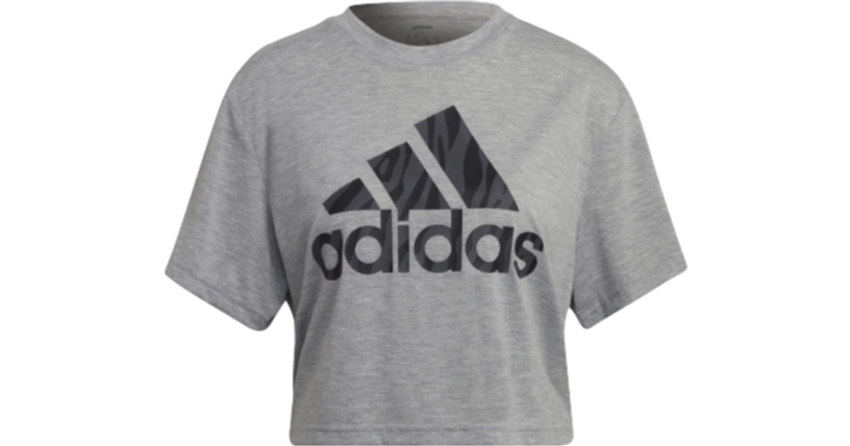 Adidas Aeroready Designed to Move Tiger Print T-shirt Women - Medium Grey  Heather • Pris »