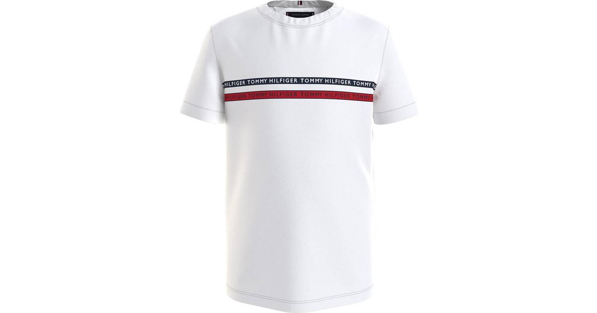 Tommy Hilfiger Logo Tape Organic Cotton T-shirt - White (KB0KB07357) • Pris  »