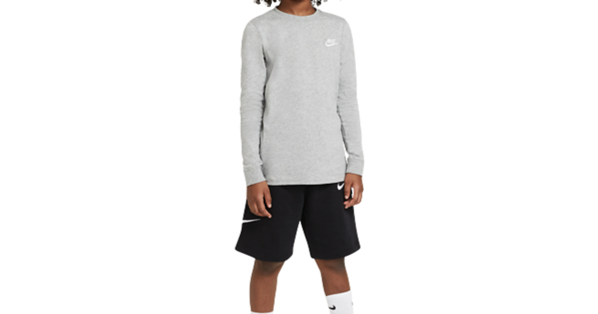 Nike Boy's LS T-Shirt - Dark Grey Heather/White (CZ1855-064) • Pris »