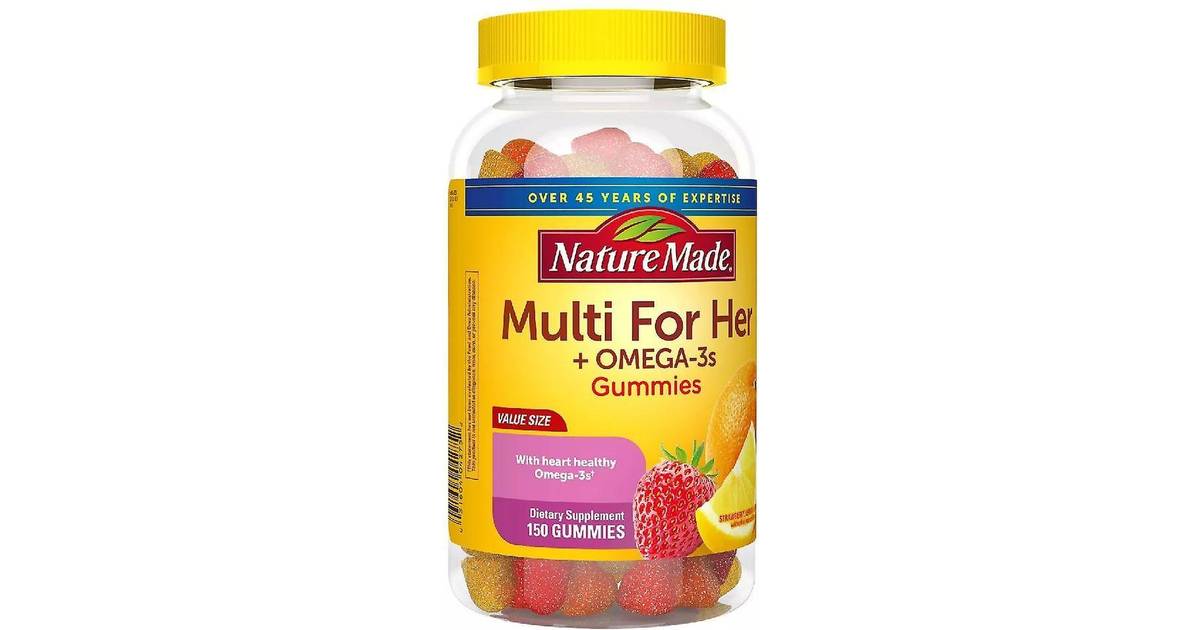 Nature Made Multi For Her Plus Omega 3s Adult Gummies Lemon Orange And Strawberry 150 Gummies • Pris