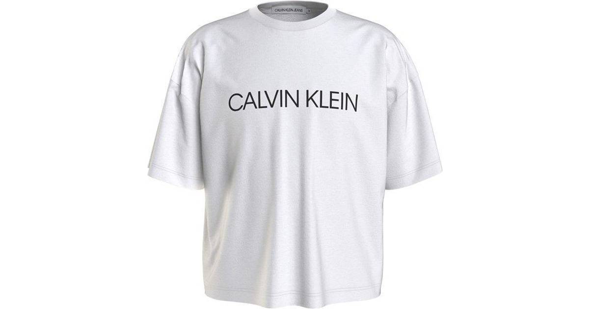 Calvin Klein Boxy Organic Cotton Logo T-shirt - Bright White (IG0IG01064) •  Pris »