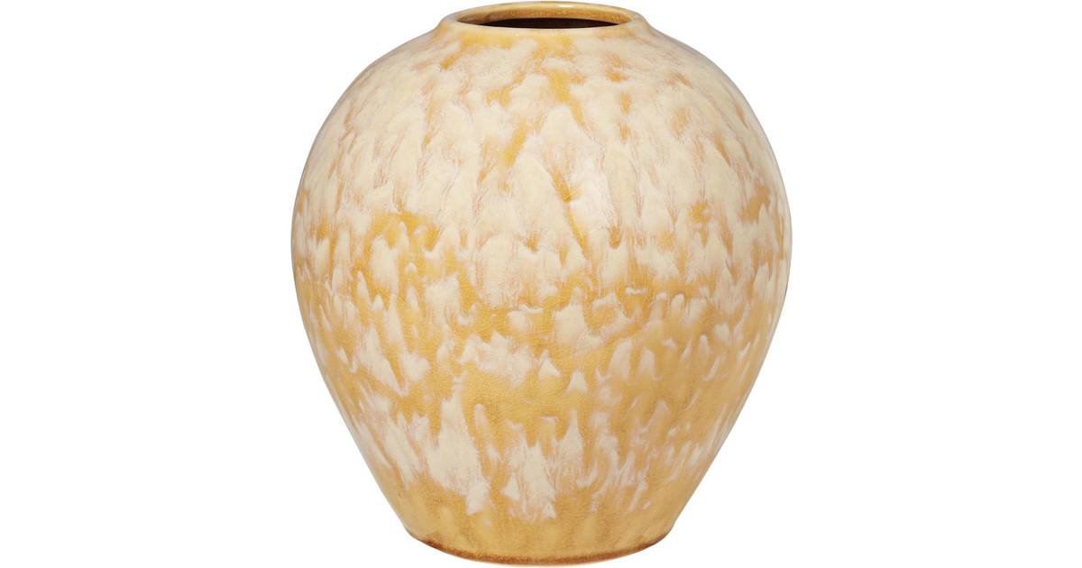 Broste Copenhagen Ingrid Medium Gul Keramik Ø24cm Vase • Pris »