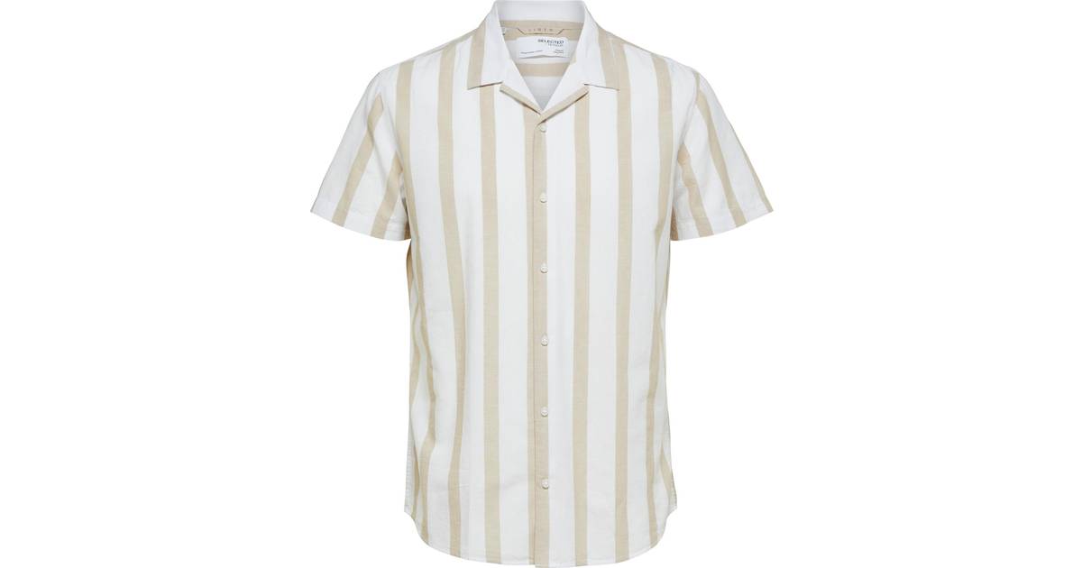 Selected Homme Kortærmet skjorte med reverskrave i hørblanding-Neutral •  Pris »