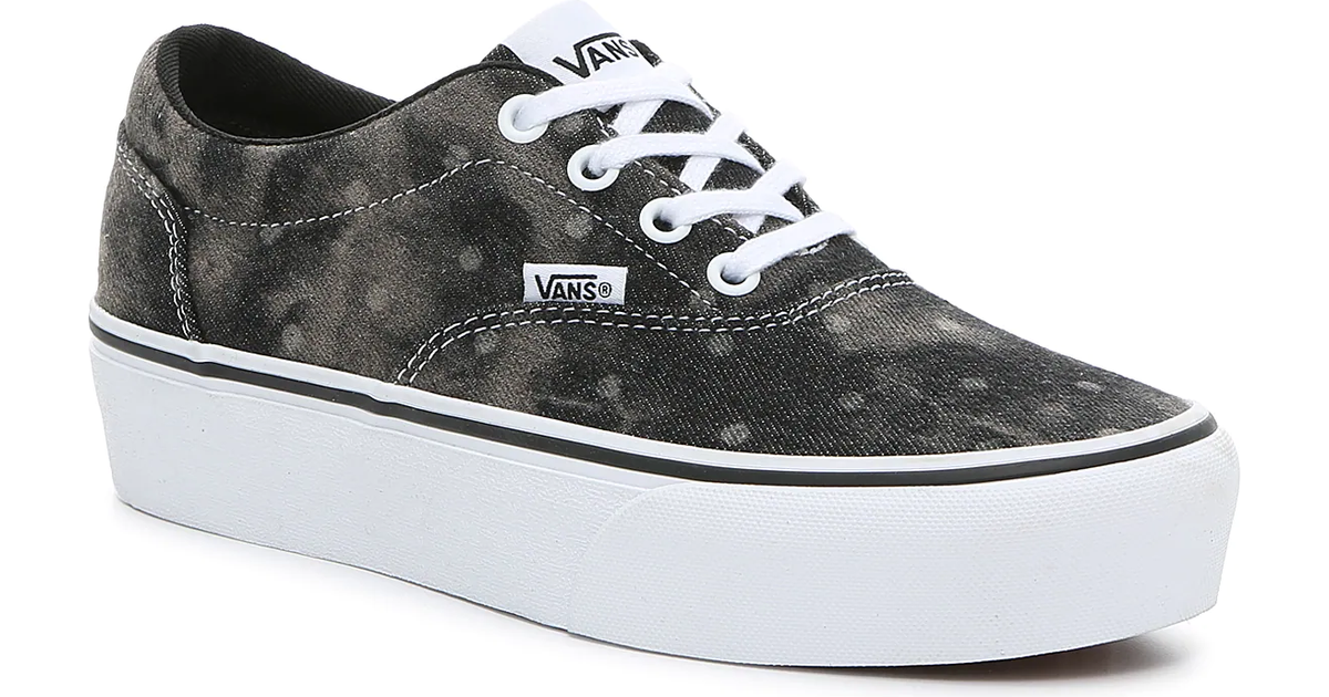 Vans Wm Doheny Platform (denim Dots) Black/white, Dame, Sko, Sneakers, Grå