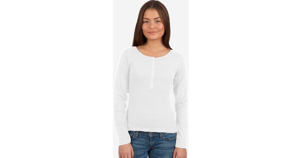 Neutral Økologisk Dame Grand-dad Langærmet T-Shirt (Hvid, 2XL) • Pris »