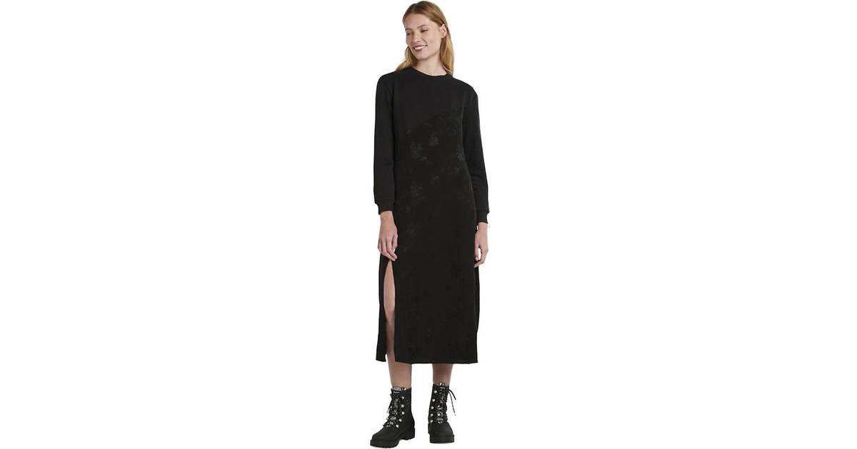 Desigual Woman Knit Dress Long Sleeve Kvinde Midi Kjoler Blomstret hos  Magasin 2000 Negro • Pris »