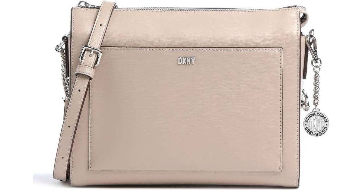 DKNY Tan leather crossbody bag with zip, Natural • Pris »