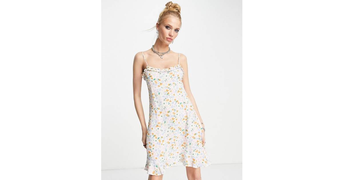 Envii Mini-cami-kjole med flæser og småblomstret print-Gul Blomstret • Pris  »