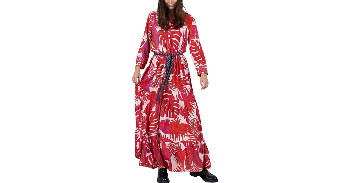 Lollys Laundry Nee Palm Print Tiered Maxi Dress - Red • Pris »