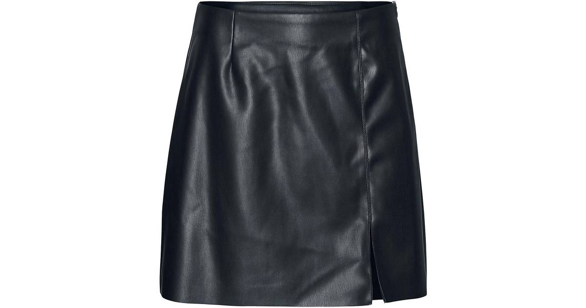 Noisy May Clara Penny PU Highwaist Slit Skirt • Pris »