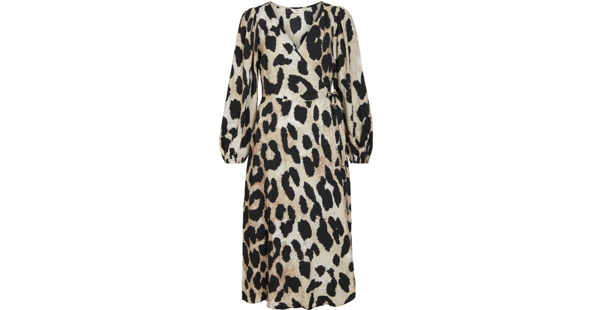 Object Leopard Print Wrap Dress - Sandshell • Priser »