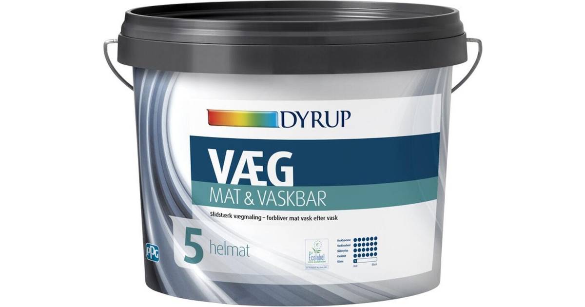 Dyrup Væg Mat & Vaskbar Gl. 5 9 Vægmaling Hvid • Pris »