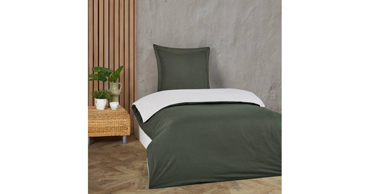 BySKAGEN sengetøj Sif Mørkegrøn/creme • PriceRunner »