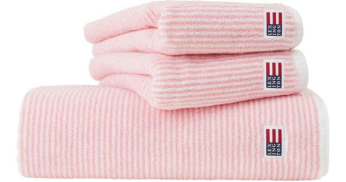 Lexington Original Striped Badehåndklæde Hvid, Pink (70x50cm) • Pris »