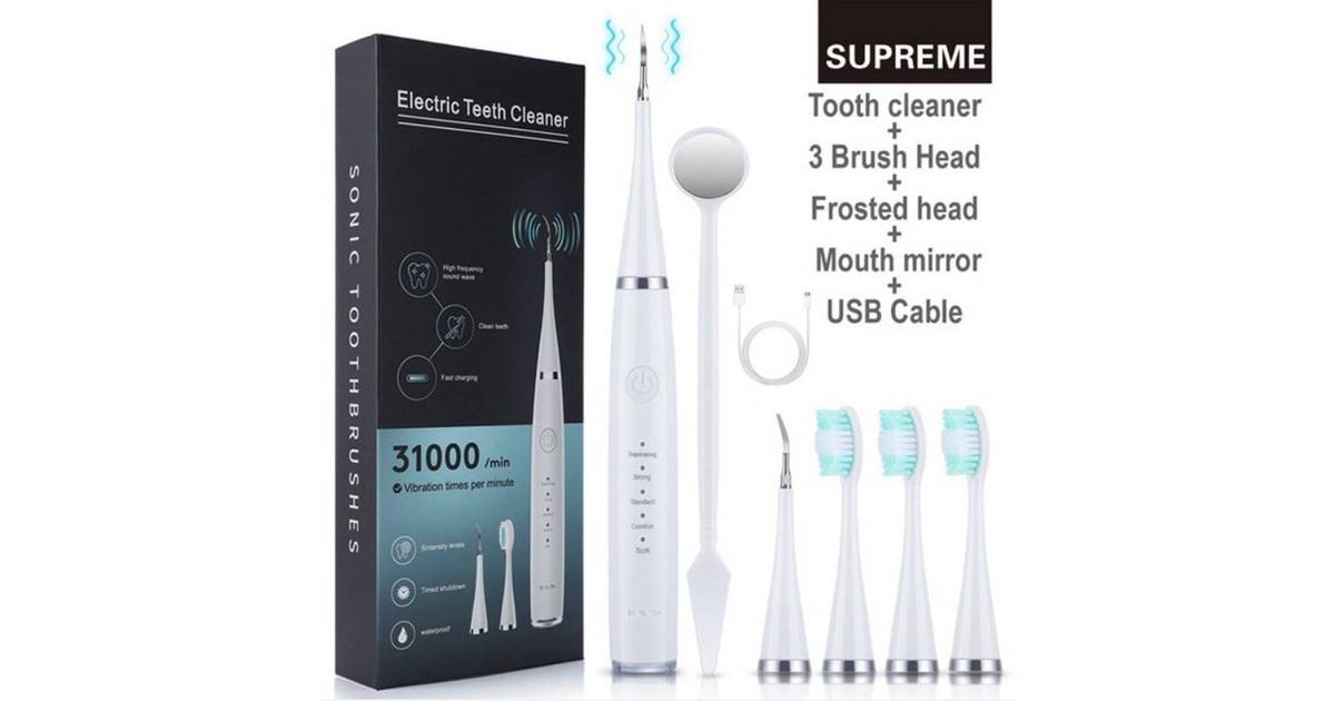 INF Elektrisk tandbørste med tandstensfjerner hvid • Pris »