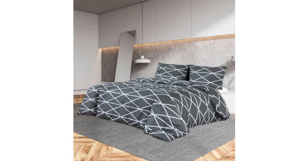 VidaXL sengetøj 135x200 bomuld Dynebetræk Grå (200x200cm) • Pris »