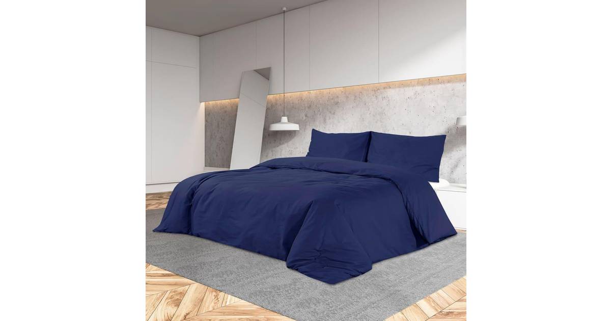 VidaXL sengetøj bomuld Dynebetræk Blå (200x200cm) • Pris »