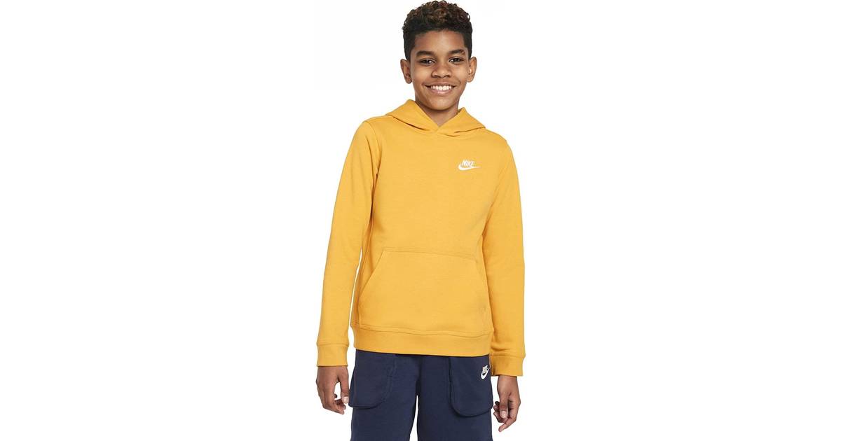 Nike Kid's Sportswear Club Pullover Hoodie - Yellow/White (BV3757-752) •  Pris »
