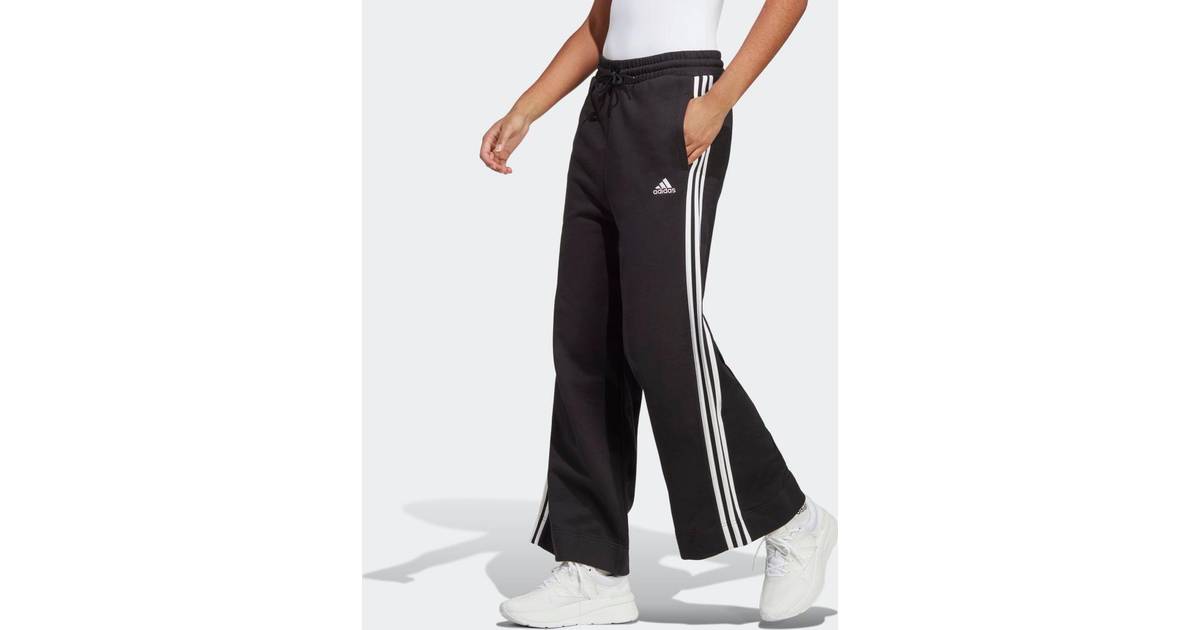 gullig Forfatning tøj Adidas Essentials 3-Stripes French Terry Wide Pants Black White • Pris »