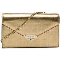 Michael Kors Grace Medium Metallic Leather Envelope Clutch - Pale Gold • Se  priser nu »