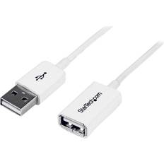 Hvid - USB A-USB A - USB-kabel Kabler StarTech Thin USB A - USB A M-F 2.0 3m