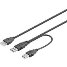 PVC - USB-kabel Kabler Deltaco USB A - 2xUSB A M-F 0.3m