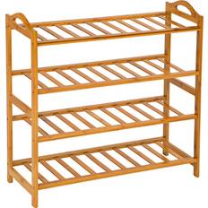 tectake Bamboo 4 Shelves Skostativ 67.5x68cm