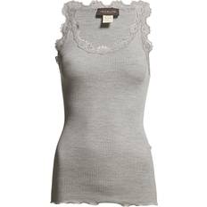 Dame - L - Silke Overdele Rosemunde Iconic Silk Top - Light Grey Melange