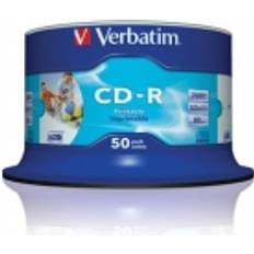 Verbatim CD Optisk lagring Verbatim CD-R 700MB 52x Spindle 50-Pack Wide Inkjet